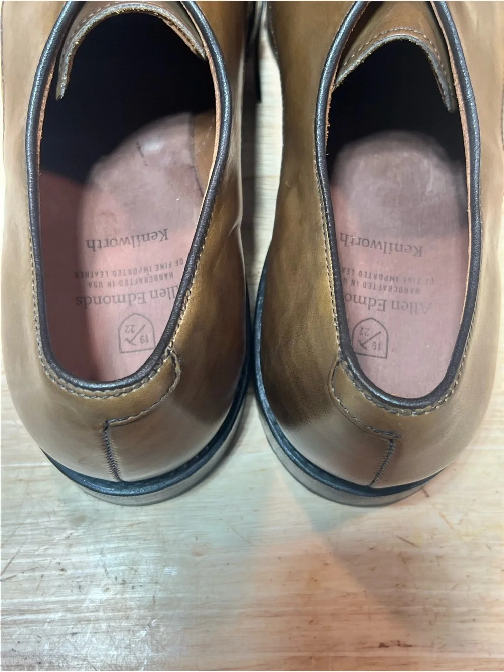 Allen Edmonds Kenilworth Men’s Tan Leather Derbies Sz 10.5E Made In USA 🇺🇸